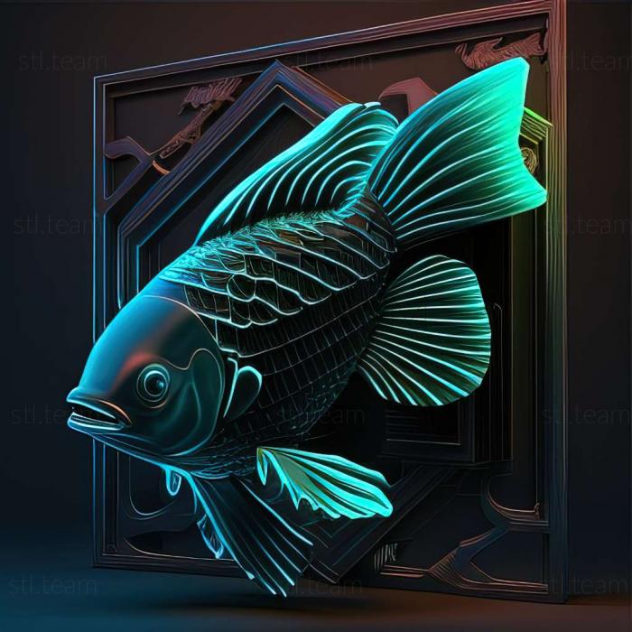 Animals Black neon fish